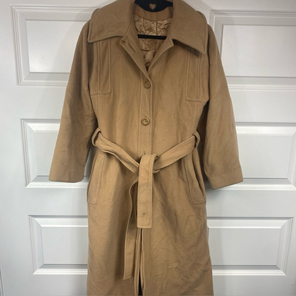 Mid Century Vintage Rosewin 100% Wool Pea Coat 1950s Tan Double Breasted Medium